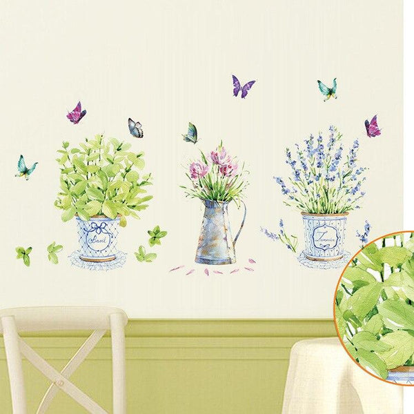 Wall Stickers JM7299 Butterfly vase decorated living room wall stickers background wall tile sticker glass sticker shop