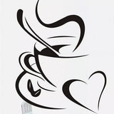 Double Love Coffee Cup Wall Sticker Removable Home Decor Wall Art Two Colors New