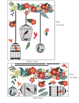 LARGE Flower Bird Cage Birds Wall Sticker REMIUM PVC Floral wall Art Vinyl  deco size 30x90 dm3006