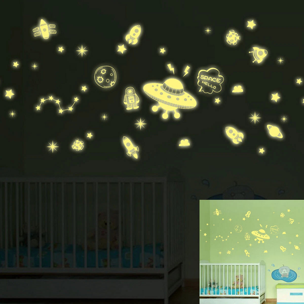 Illuminated sticker space mini blings starry sky wall sticker luminous stars sticker- size 20x30 xh0182c