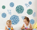 Blue & Green Floral Mandalas Wall Stickers or Cabinets Decal Set