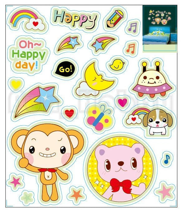 Yigo Fluorescent Luminous Wall Stickers Glow in The Dark Stars Home Decoration Eco-Friendly PVC Cartoon Wall Decal for Kids Rooms-Alphabet