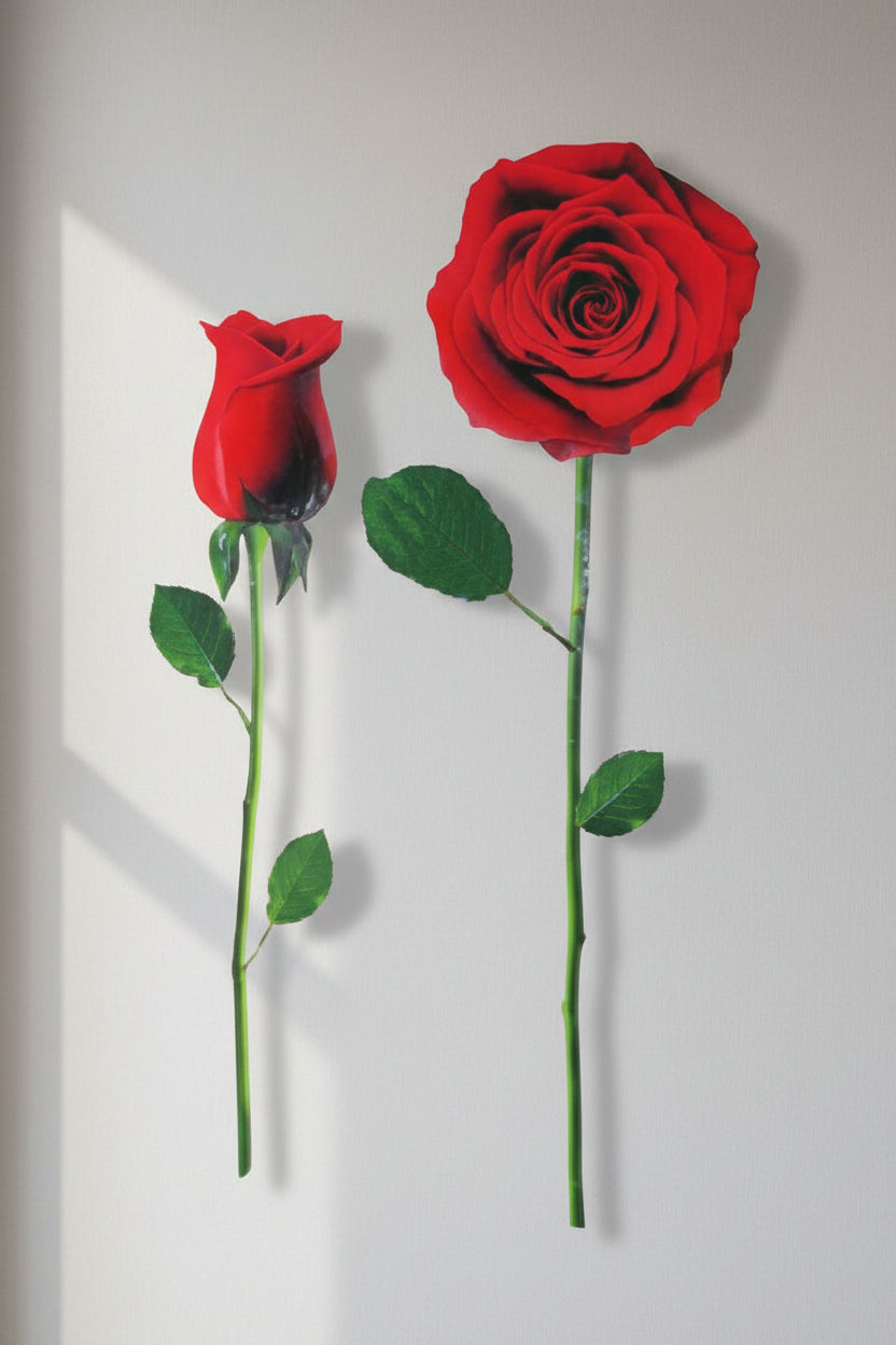 RED ROSE WALL DECAL REMOVABLE 24" x 13" WASHABLE CAN REPOSITION new SEE PICS