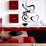 Double Love Coffee Cup Wall Sticker Removable Home Decor Wall Art Two Colors New