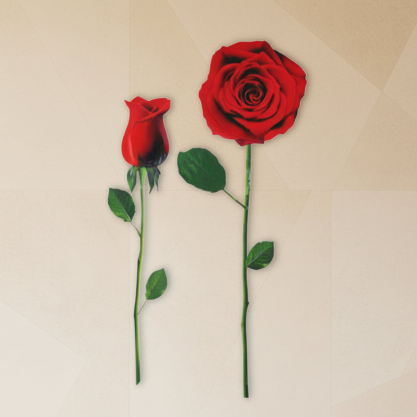 RED ROSE WALL DECAL REMOVABLE 24" x 13" WASHABLE CAN REPOSITION new SEE PICS