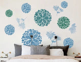 Blue & Green Floral Mandalas Wall Stickers or Cabinets Decal Set