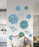 Blue & Green Floral Mandalas Wall Stickers or Cabinets Decal Set