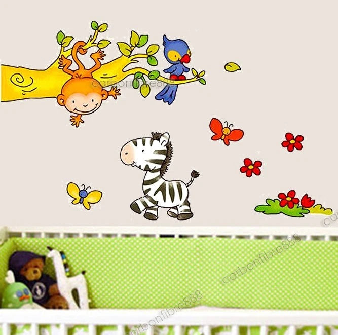 Animal Zebra Monkey Wall Stickers UK Seller size 25x45 tc969