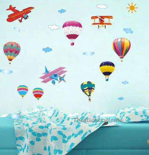 Hot air balloon, Airplanes Removable Wall Sticker size 45x60 ay622