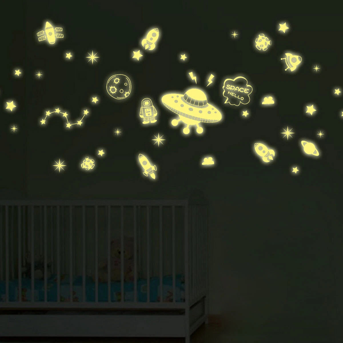 Illuminated sticker space mini blings starry sky wall sticker luminous stars sticker- size 20x30 xh0182c