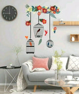 LARGE Flower Bird Cage Birds Wall Sticker REMIUM PVC Floral wall Art Vinyl  deco size 30x90 dm3006