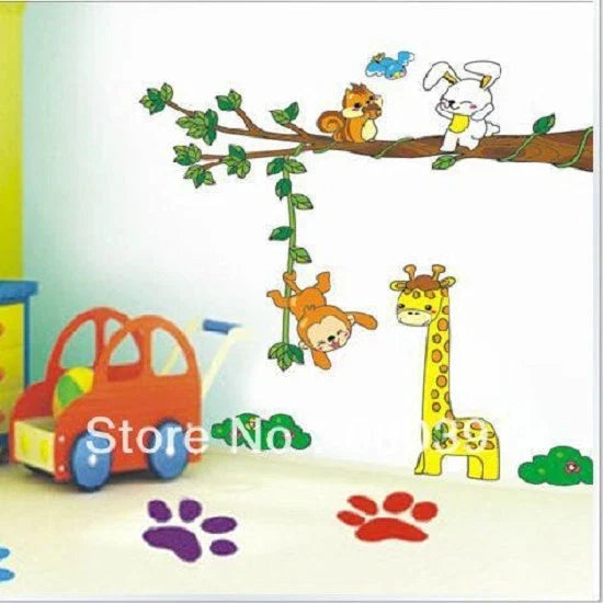 Giraffe Monkey Jungle wall Sticker Children;s Room Nursery Removable DM690003