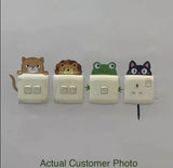 NEW Set of 12 Cartoon Animals Light Switch Cat Lion Frog Crab Panda Wall Sticker