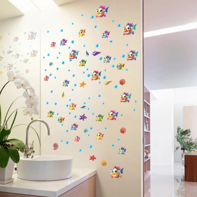 Underwater World Small Fish Wall Sticker Children Room Mural Decal Home Decor size 50x70 sk6019
