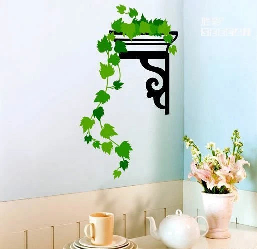 Hanging Basket Green Plants Wall Stickers PREMIUM PVC Home Corner size 45x60 ay610