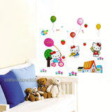 Hello Kitty Balloons Party Wall Stickers Girls Kids Children Bedroom Art Decals size 25x45 tc968