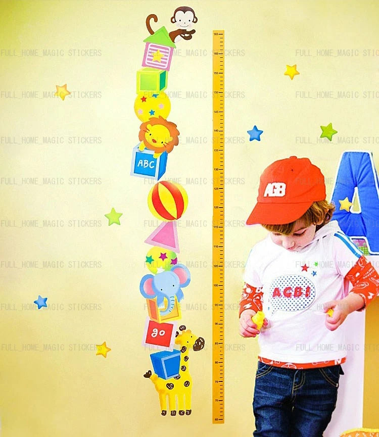 Animal Height Chart Measure Kids/Children Wall Stickers Nursery Decal Paper size 50x70 dm350026