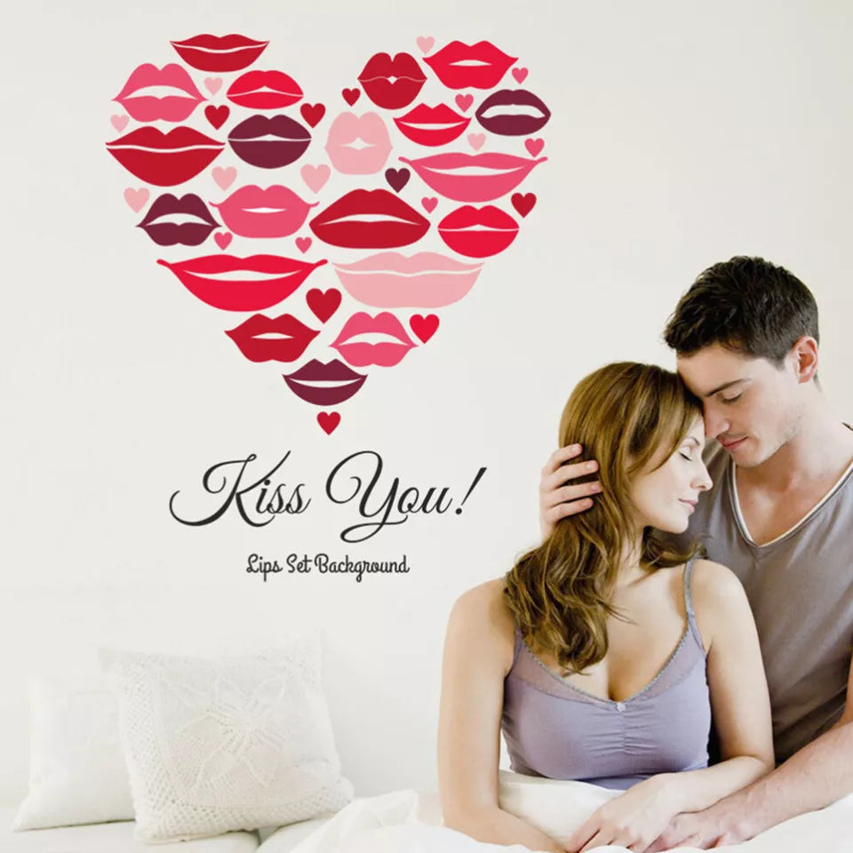 Romantic Red Lips Wall Stickers, Wedding Decoration, Decal, Living Room, Home Decor, Self-adhesive Wallpaper, Valentine's Day Mural size 50x70 sk6056