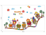 Children's Train Animals Wall Stickers Wall Decals Lion Monkey Rabbit Stickers  size 40x60 xh0335c