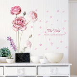 Home Wall Stickers Chinese Rose Flowers Wall Stickers Waterproof Wall Decal Stickers Washable Removable Windows Wall Decoration size 60x90 sk9284