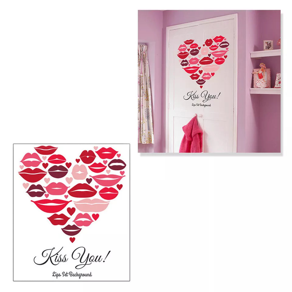 Romantic Red Lips Wall Stickers, Wedding Decoration, Decal, Living Room, Home Decor, Self-adhesive Wallpaper, Valentine's Day Mural size 50x70 sk6056