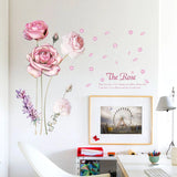 Home Wall Stickers Chinese Rose Flowers Wall Stickers Waterproof Wall Decal Stickers Washable Removable Windows Wall Decoration size 60x90 sk9284