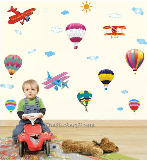 Hot air balloon, Airplanes Removable Wall Sticker size 45x60 ay622