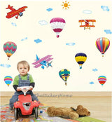 Hot air balloon, Airplanes Removable Wall Sticker size 45x60 ay622