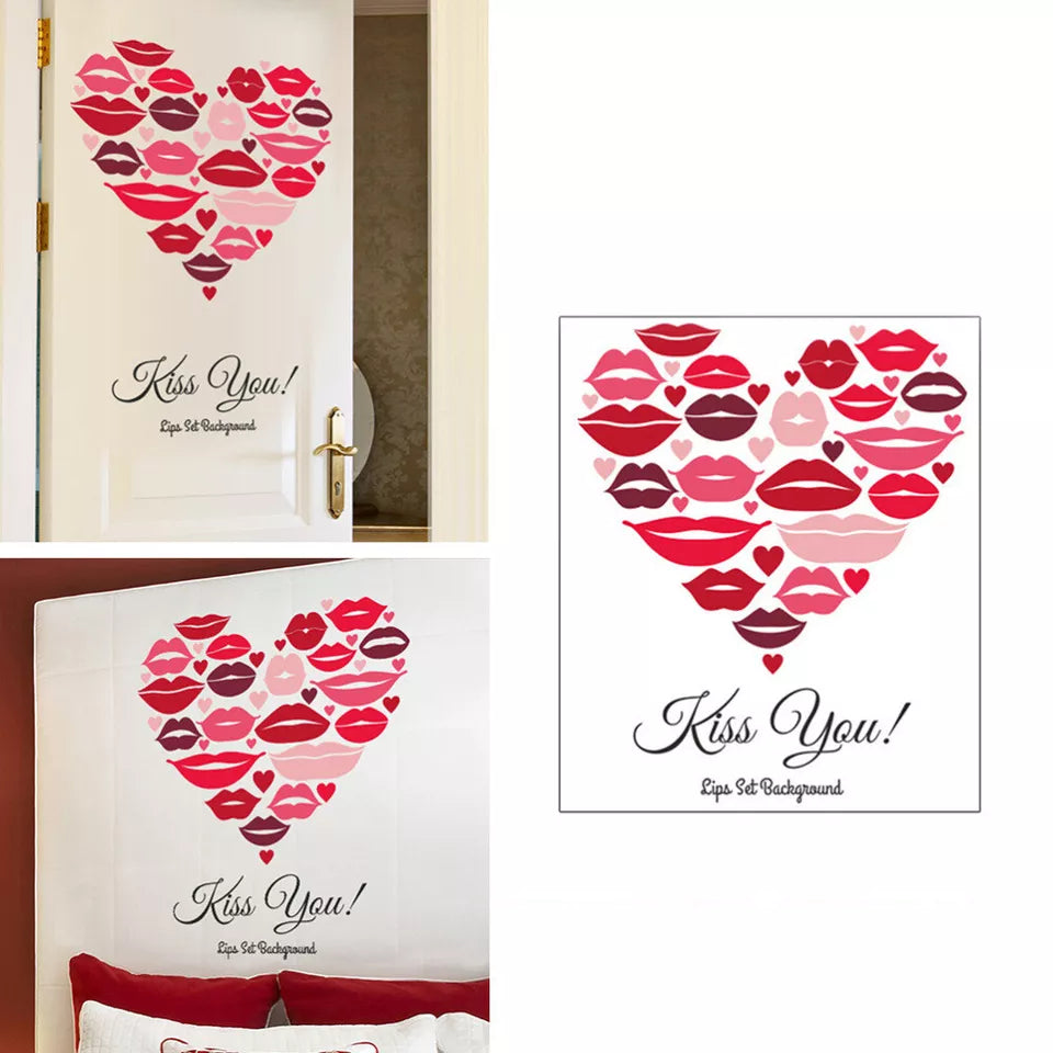 Romantic Red Lips Wall Stickers, Wedding Decoration, Decal, Living Room, Home Decor, Self-adhesive Wallpaper, Valentine's Day Mural size 50x70 sk6056