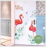 Flamingo Wall Stickers Door Entrance Screen Stickers for Bedroom Living Room Decor (30x90cm/11x35 x2pcs)