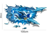 US STOCK Wall decal Sticker Dolphin 3D living room Bathroom Lavatory Toilet size 60x90 xh4176