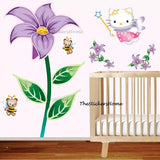 Large Hello Kitty Fairy Flower Wall Stickers Girls Decor Decals Vinyl Removable