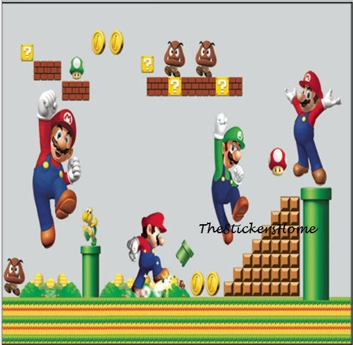 SUPER MARIO BROS Wall Stickers Children Kids Boys Game Playroom Bedroom Decor size 50x70 lm7015