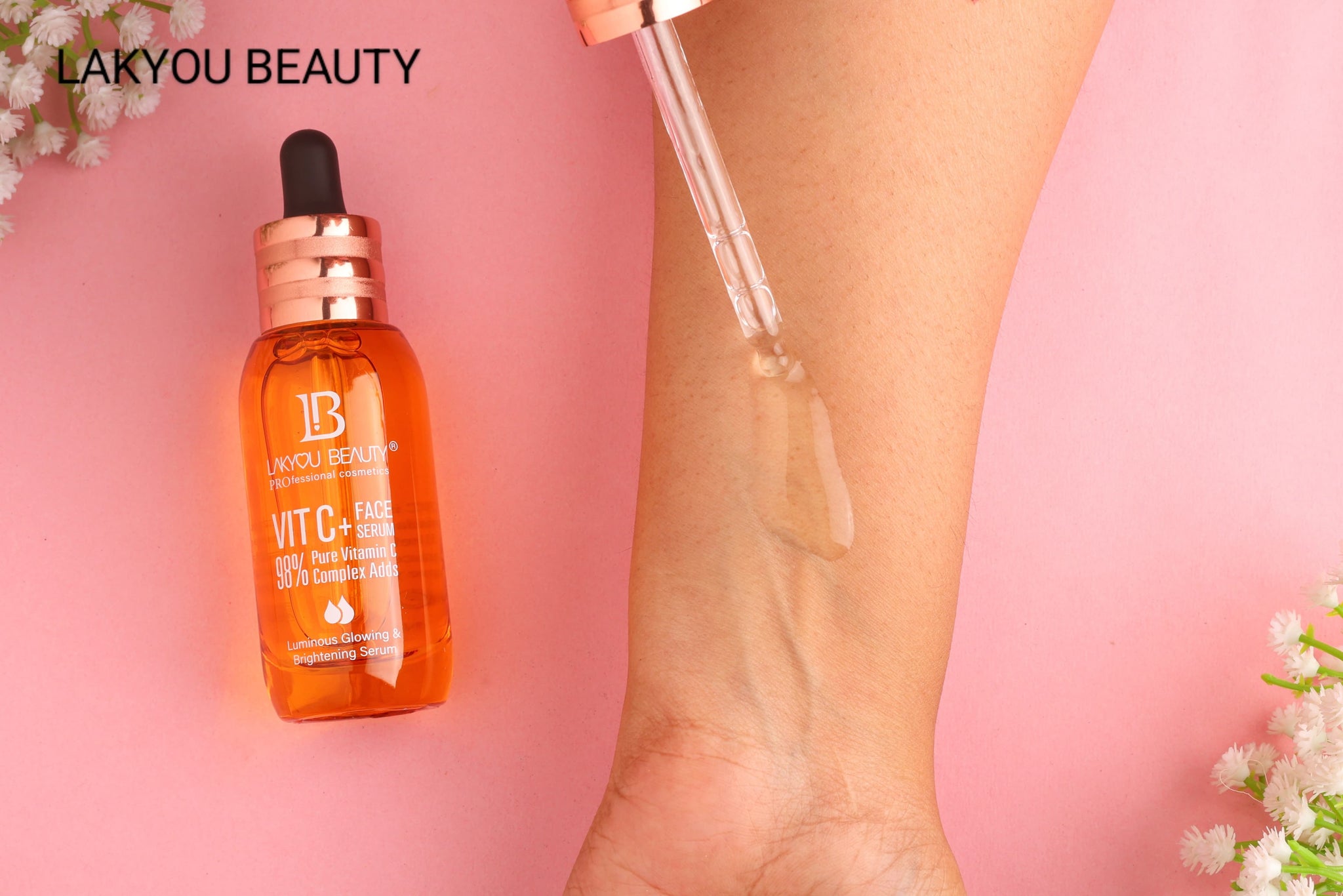Lakyou Beauty Vitamin C Face Serum – 98% Pure Vitamin C Complex for Luminous Glow, Brightening, Firming &amp; Repairing, 50ml