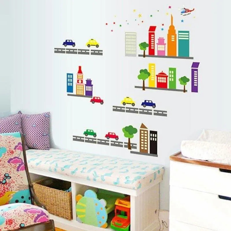 Glow In The Dark Cartoon City Wall Sticker-TYABQ9608