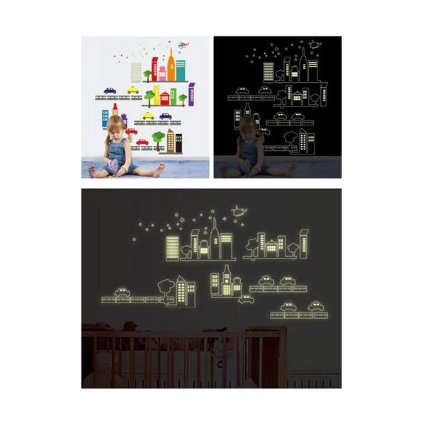 Glow In The Dark Cartoon City Wall Sticker-TYABQ9608