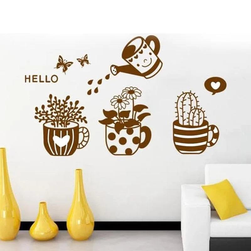 SAMHEZ AY6018 Potted Plants Wall Sticker [45 x 60 cm]