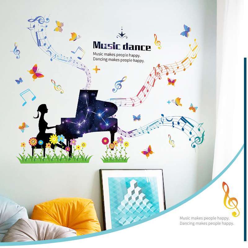 SAMHEZ HM94009 DREAMY PIANO MUSIC DANCE 60X90 MELODY WALLSTICKER WALL STICKER WALLPAPER WALL STICKER size 60x90  hm94009