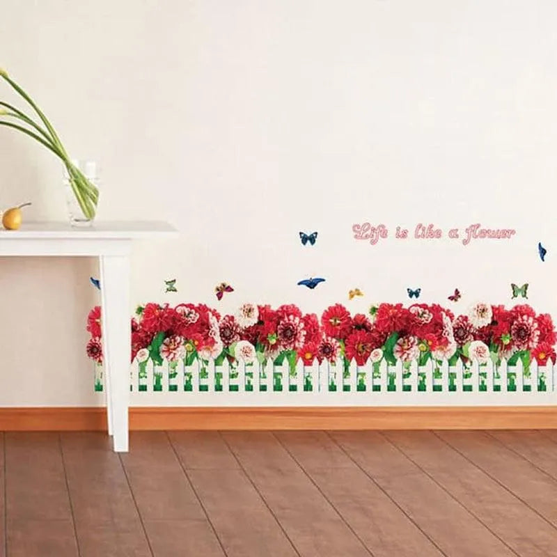 SAMHEZ SK7002 Red Roses Hedge Wall Sticker [50 x 70 cm]