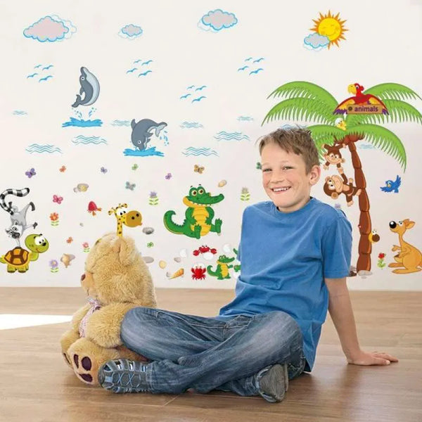 SK9090 ANIMAL PARK 60X90 WALLSTICKER STIKER DINDING WALLPAPER WALSTICKER