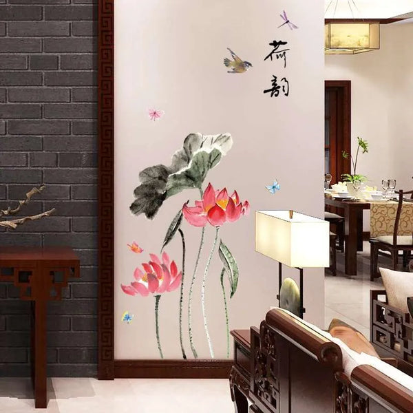 SK9270 BLACK FLOWER CHINESE WALLSTICKER WALL STIKER 60X90 WALLSTIKER STICKER