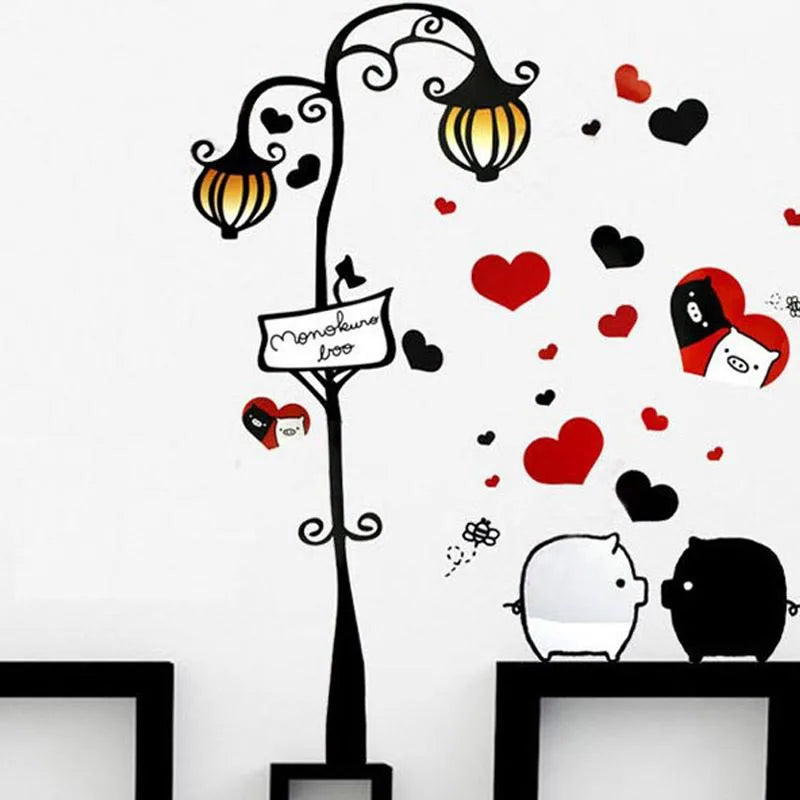 SAMHEZ XY8007 Pig Falling In Love Wall Sticker [50 x 70 cm]