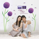 WALL STICKER BUNGA DANDELION UNGU PURPLE FLOWER STIKER DINDING SK9124