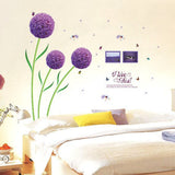 WALL STICKER BUNGA DANDELION UNGU PURPLE FLOWER STIKER DINDING SK9124