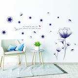 Novelty Flowers Butterflies Trees Wall Stickers Cartoon Animals Removable Wall Decals Home Decor PVC Art Mural Baby Boys Girls Kids Bedroom Kitchen Room Decoration (Blue Flower Butterfly) size 60x90 AY9184B