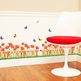 Corner Baseboard Cover Wall Decal Stickers Fresh Flowers Butterfly Home Decor DIY Vinyl Murals size 50x70 mj7027
