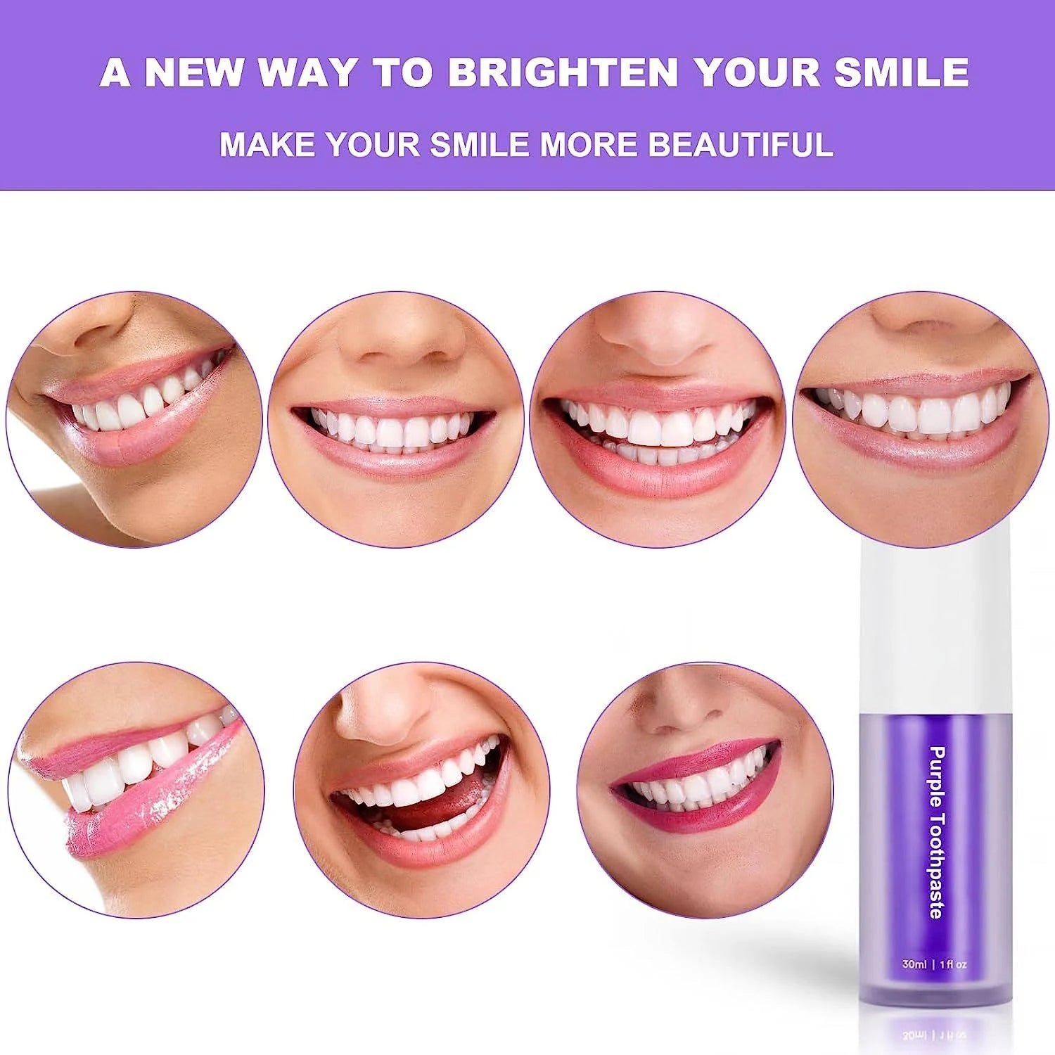 HISMILE V34 Teeth Removing Deep Smoke Stains Gingiva Protection Purple Orthopedic Toothpaste Cleans Oral Cavity Brightness Teeth 30ml
