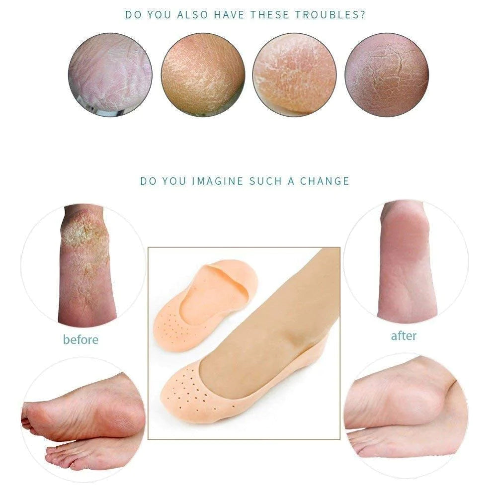 1 Pair unisex silicone gel socks moisturizing sock breathable elastic heel cracked protector socks