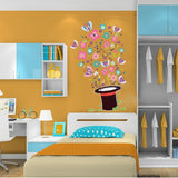 Children's vinyl wall decal: magic hat with flowers size 50x70 xh7213