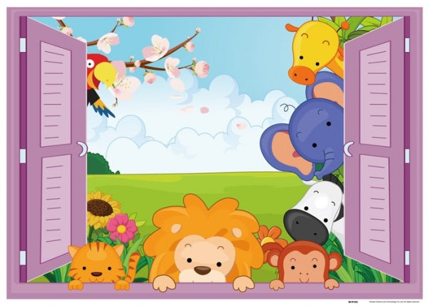 Children's sticker - Animals on the window size 50x70 sk7019d